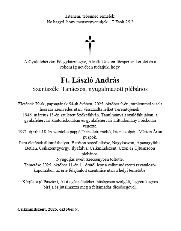 László András gyászjelentő