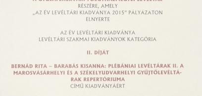 Első alkalommal nyert díjat a Gyulafehérvári Főegyházmegyei Levéltár