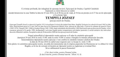 Elhunyt Tempfli József nyugalmazott váradi püspök